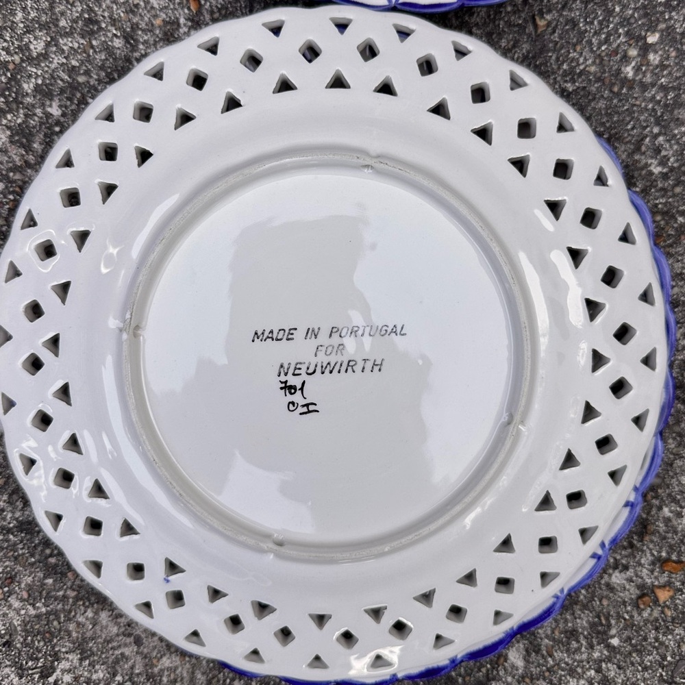 Vintage Portugal Ceramic Nautical Blue & White Ceramic Plate Set - Picture 6 of 7